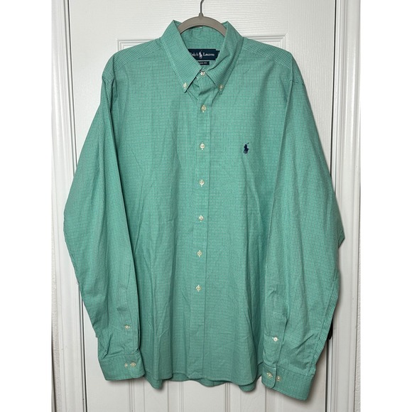 Ralph Lauren Classic Fit Mens 17 36/37 Green Plaid Button Down Long Sleeve Shirt - Picture 2 of 10
